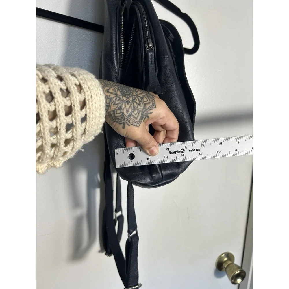 Free People Black Leather Backpack Satchel
